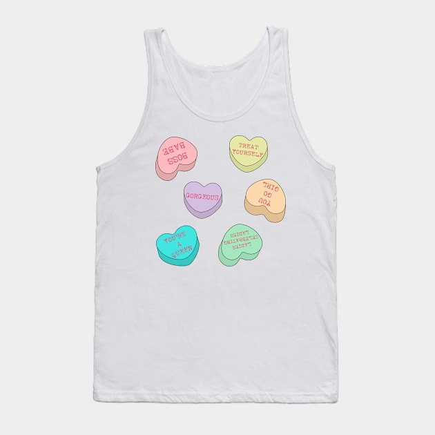 Galentines Day conversation hearts. Tank Top by Feisty Designs 